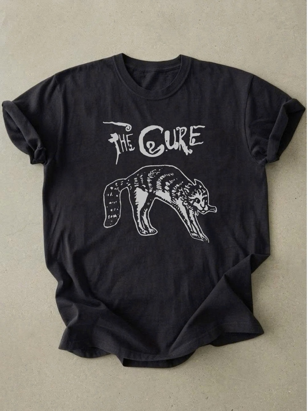 Black The Cure Cat Graphic Tee
